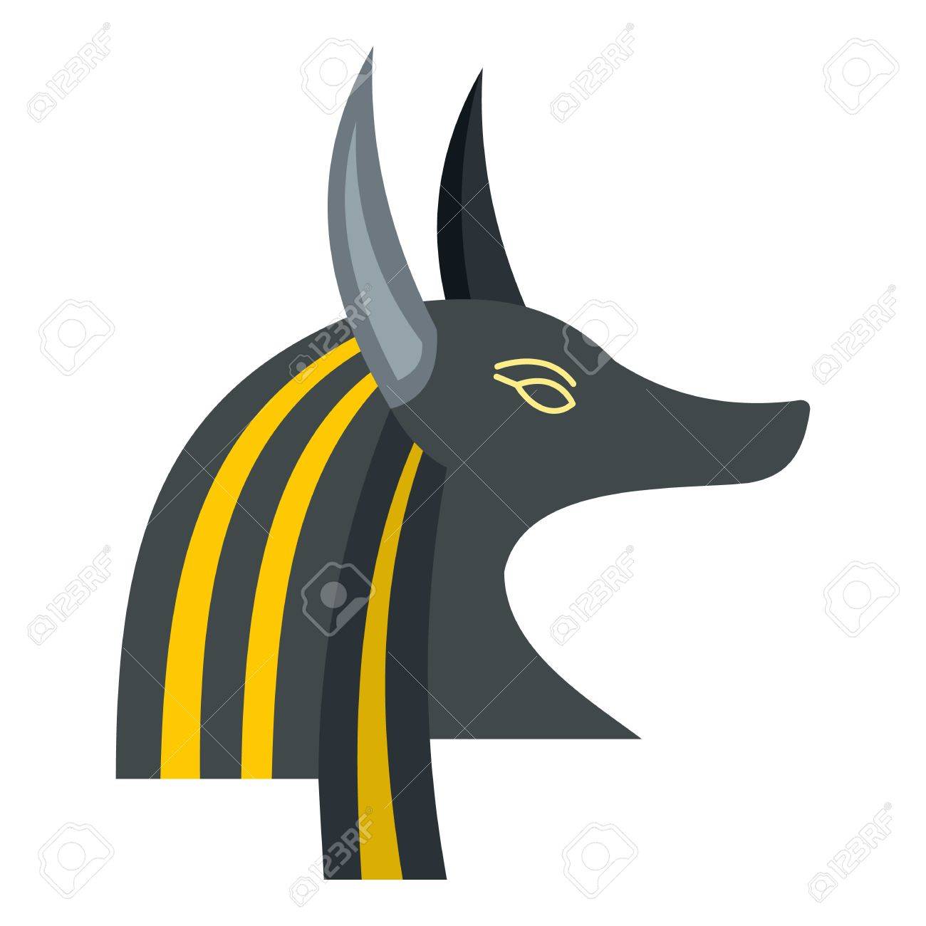 Anubis Head Icon Flat Isolated On White Background Vector