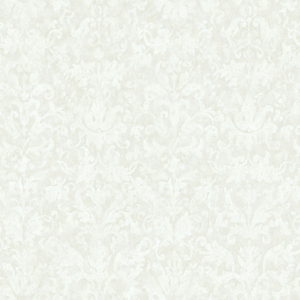 Distressed Damask White Prepasted Wallpaper   Wall Sticker Outlet