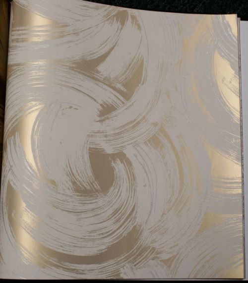 White Paint Swirls With Silve Glitter Lines On Gold