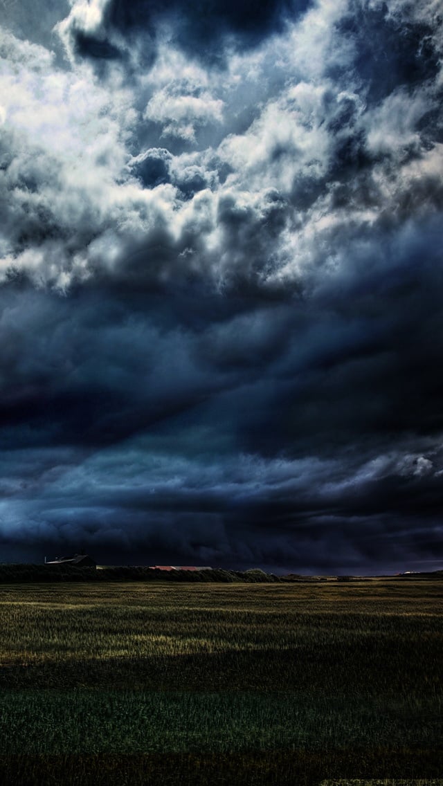 Dark Clouds Above Farmland Wallpaper   Free iPhone Wallpapers