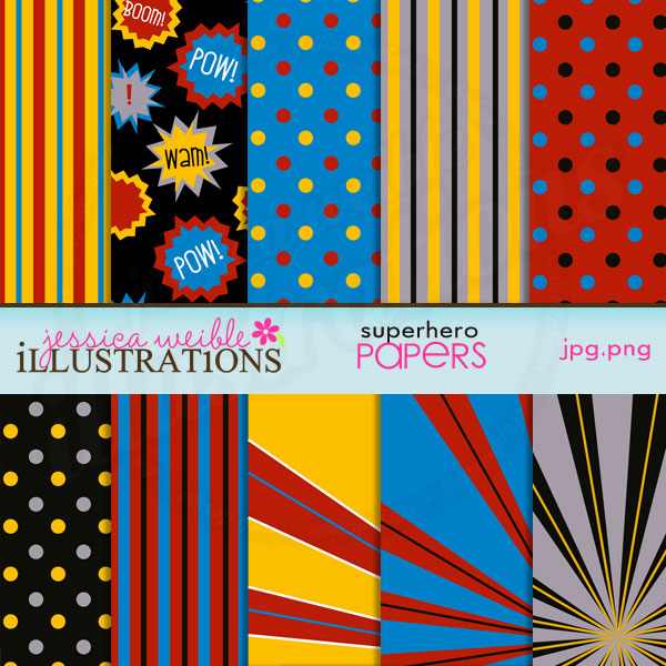 Digital Papers Backgrounds Superhero Papers
