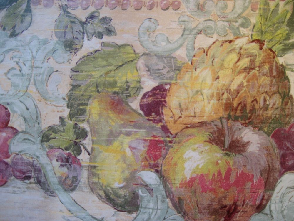 Tuscany Fruit Apple Pear Grapes Kitchen Country Wide Wallpaper Border