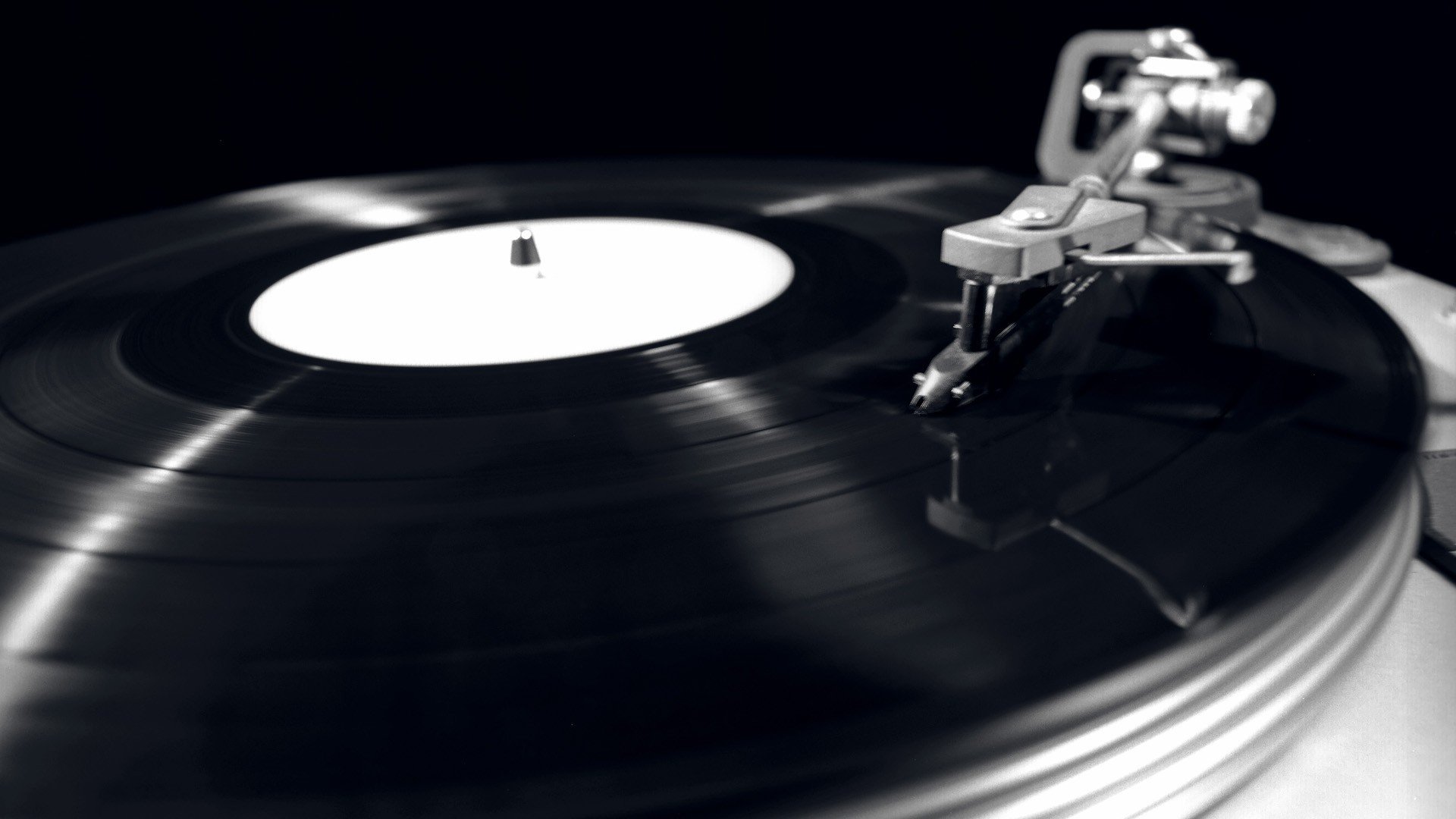Vinyl Record Player Monochrome Gramophone Wallpaper