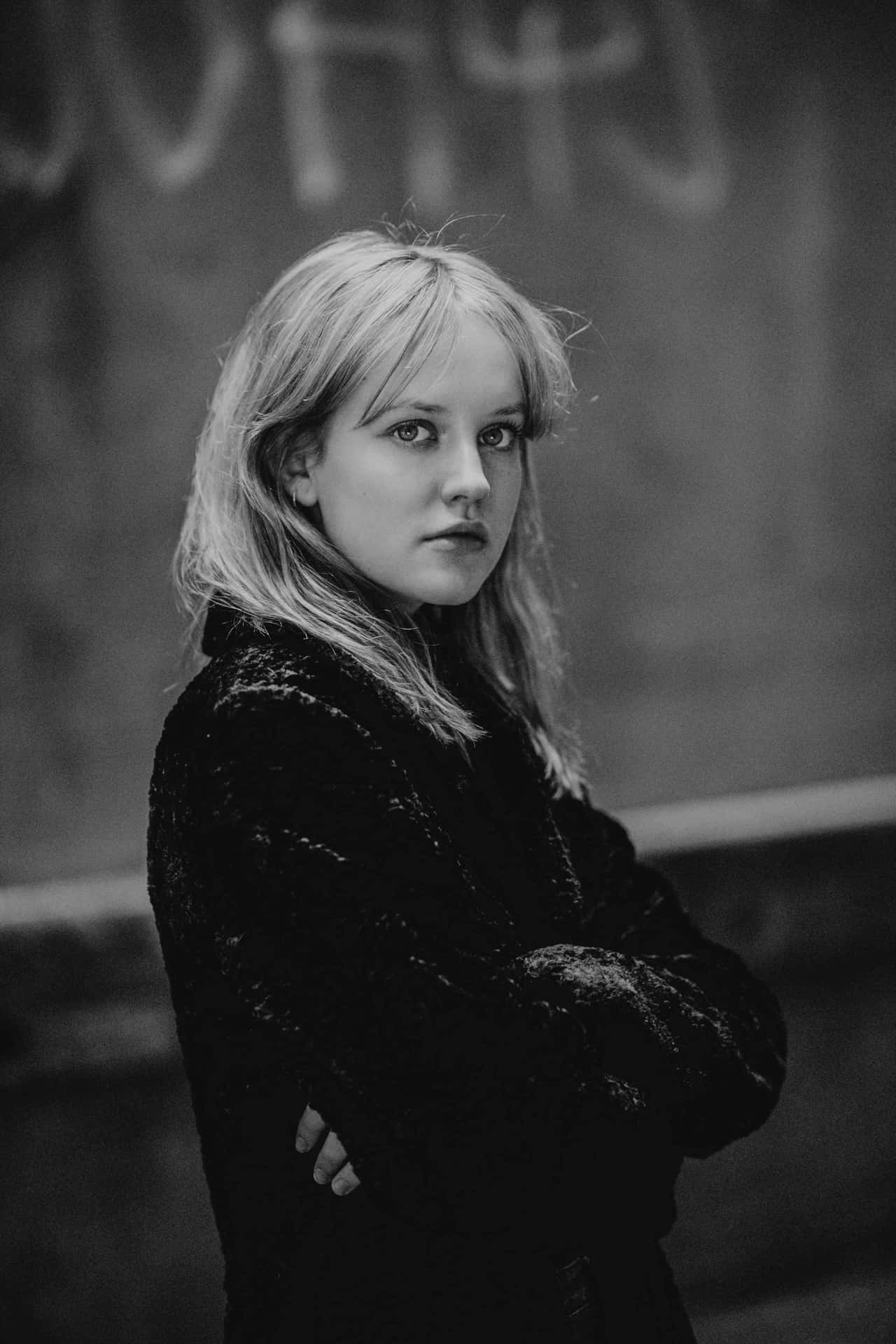 Pensive Black White Portrait Wallpaper