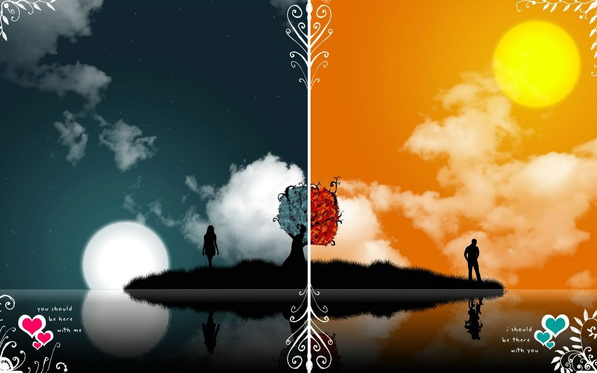 Day And Night Cool Love Wallpaper