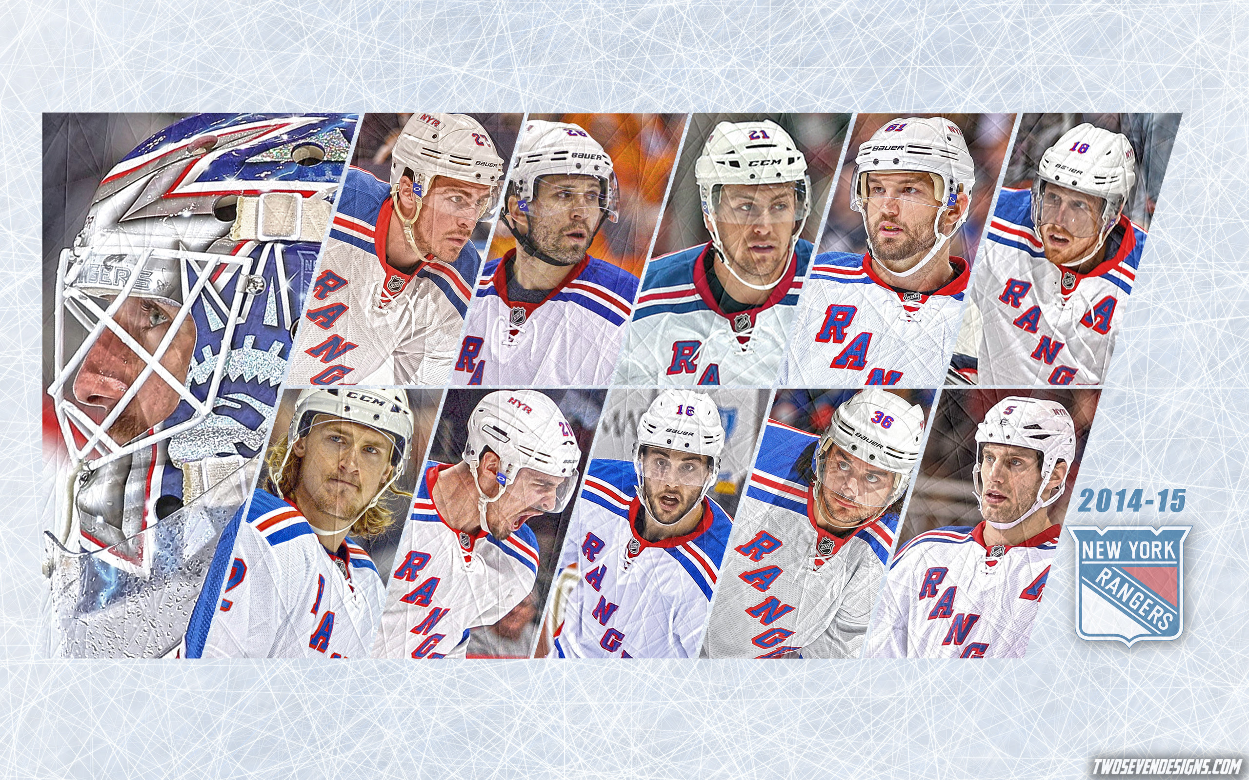 A collage of New York Rangers players from the 2014-15 season