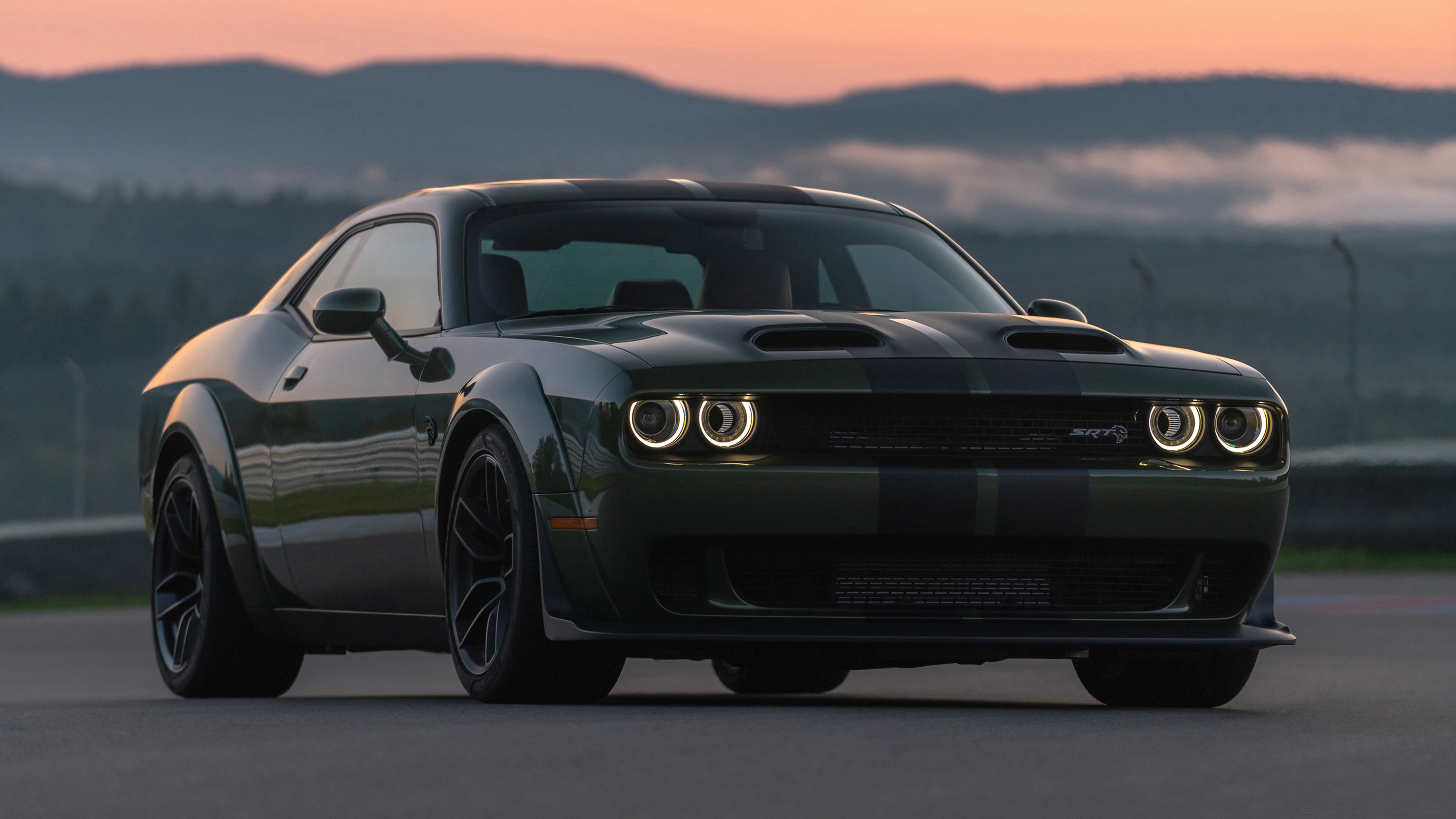 Muscle Car Green Dodge Challenger Vehicle Wallpaper
