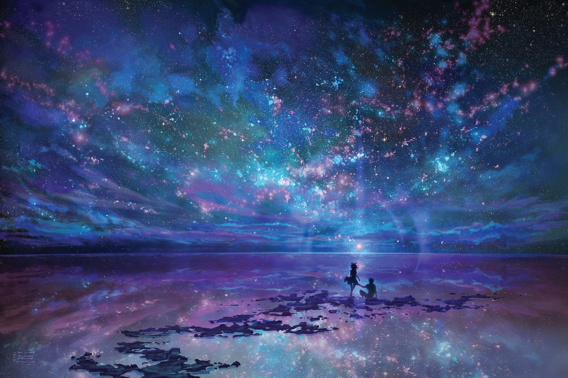 Anime Night Sky Background Wallpaper