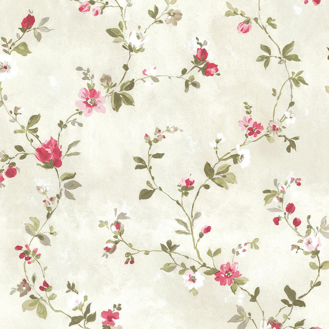 Sarafina Pink Floral Wallpaper Bolt Traditional By