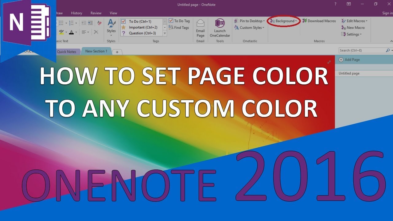 How To Set Color Any Custom In Onenote