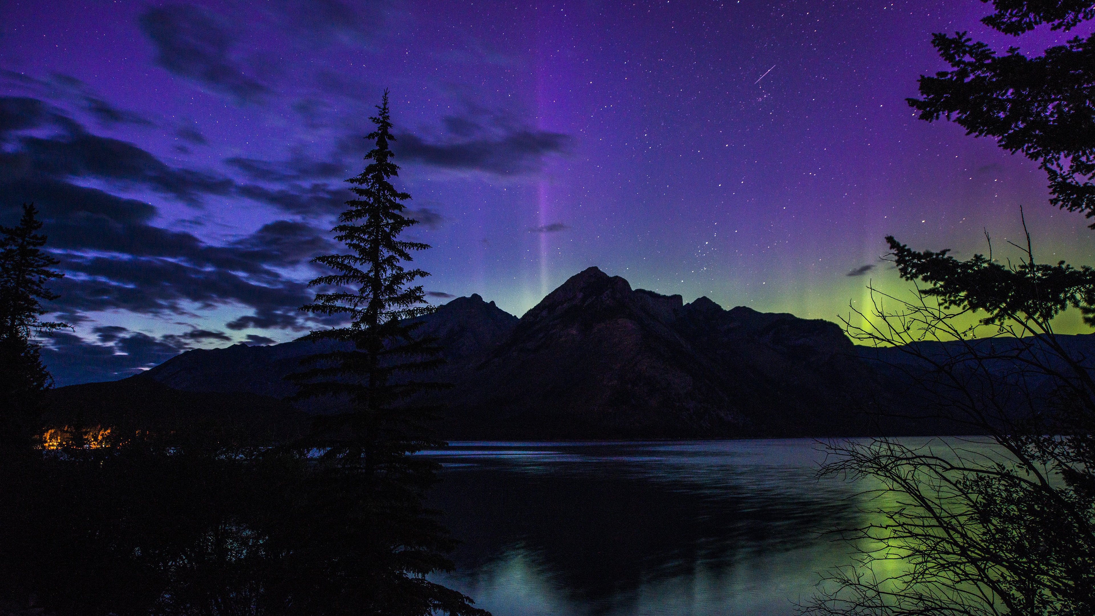 Banff National Park Aurora Canada 4k Desktop Wallpaper