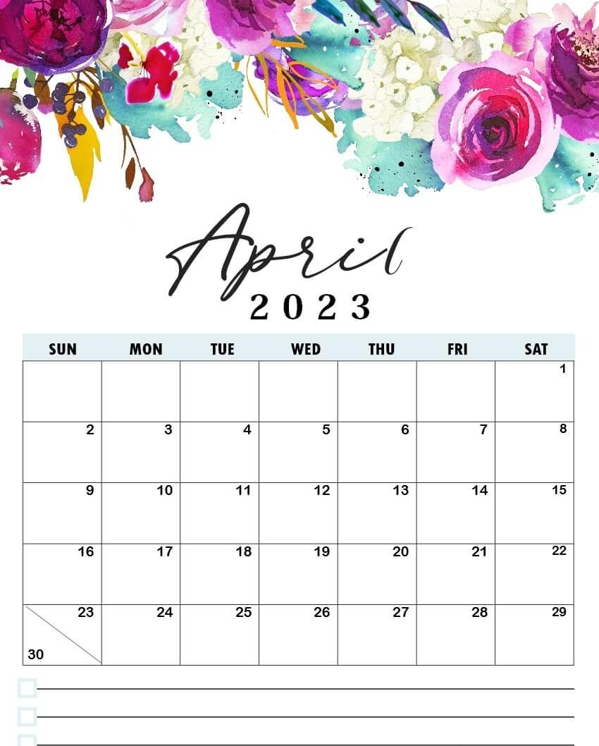 Cute April Calendar Floral Wallpaper