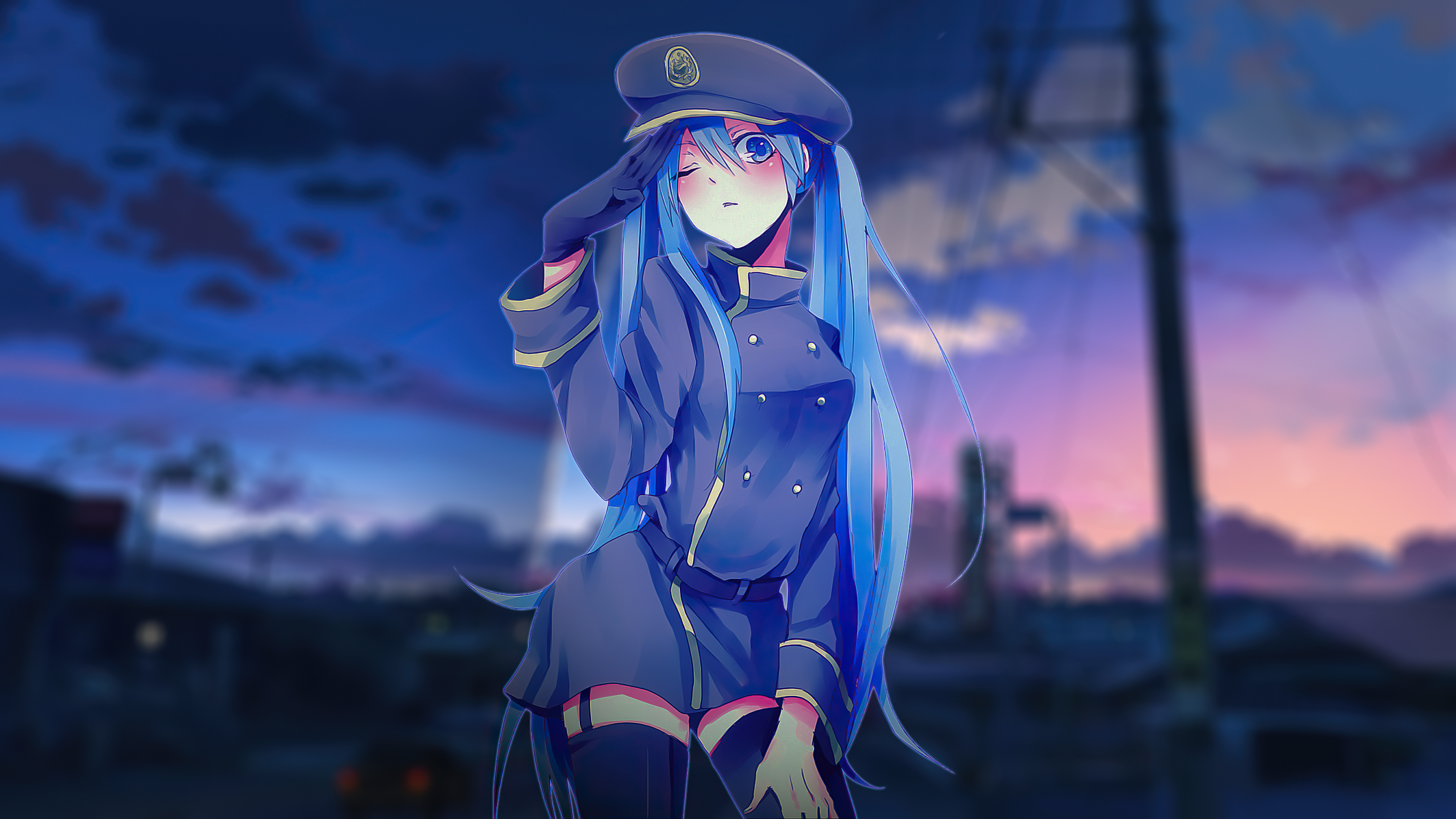 Anime Girl Bluehair 4k Wallpaper HD