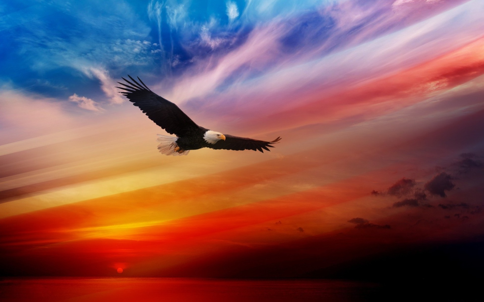 American Flag Sunset Background HD Wallpaper
