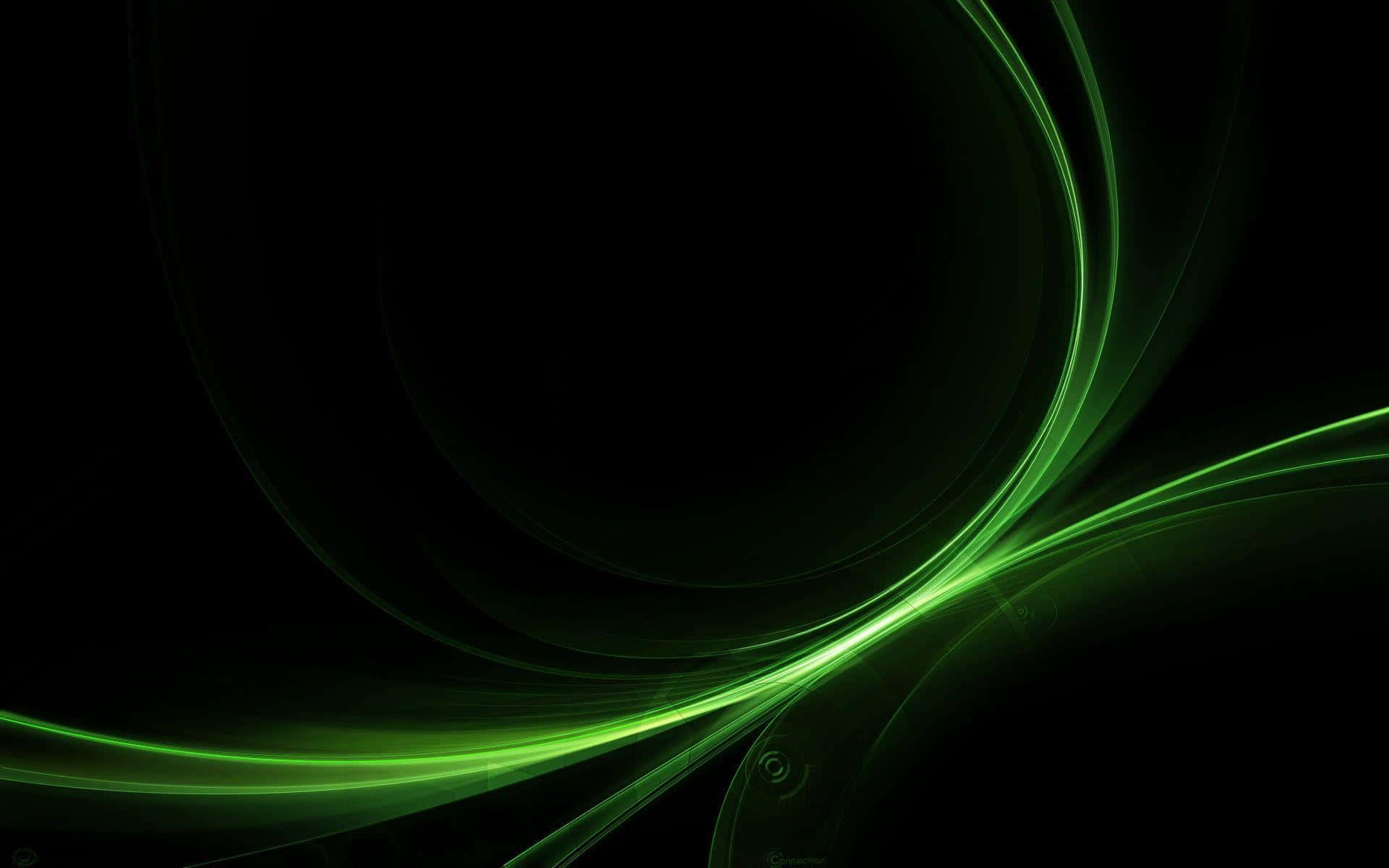 Abstract green curves on a black background