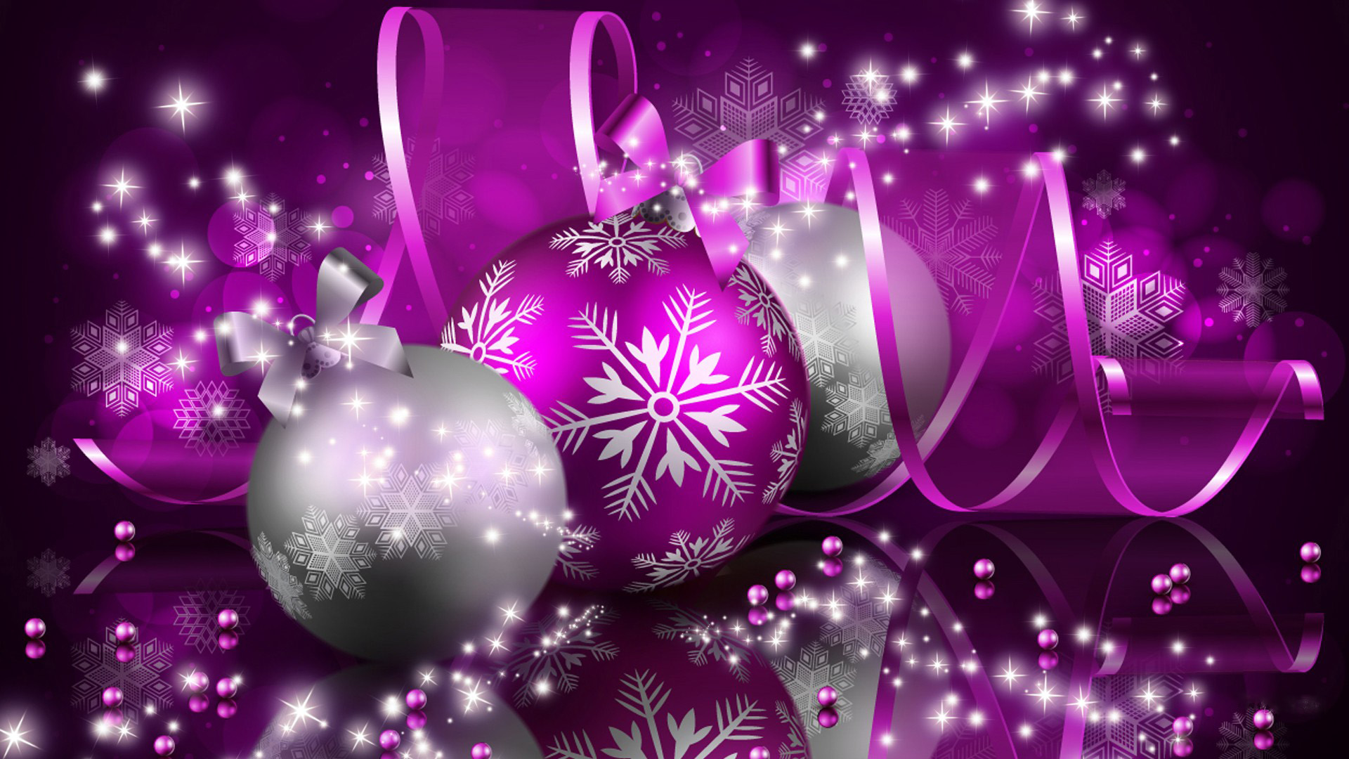Happy Christmas Ornaments Red Balls HD Wallpaper