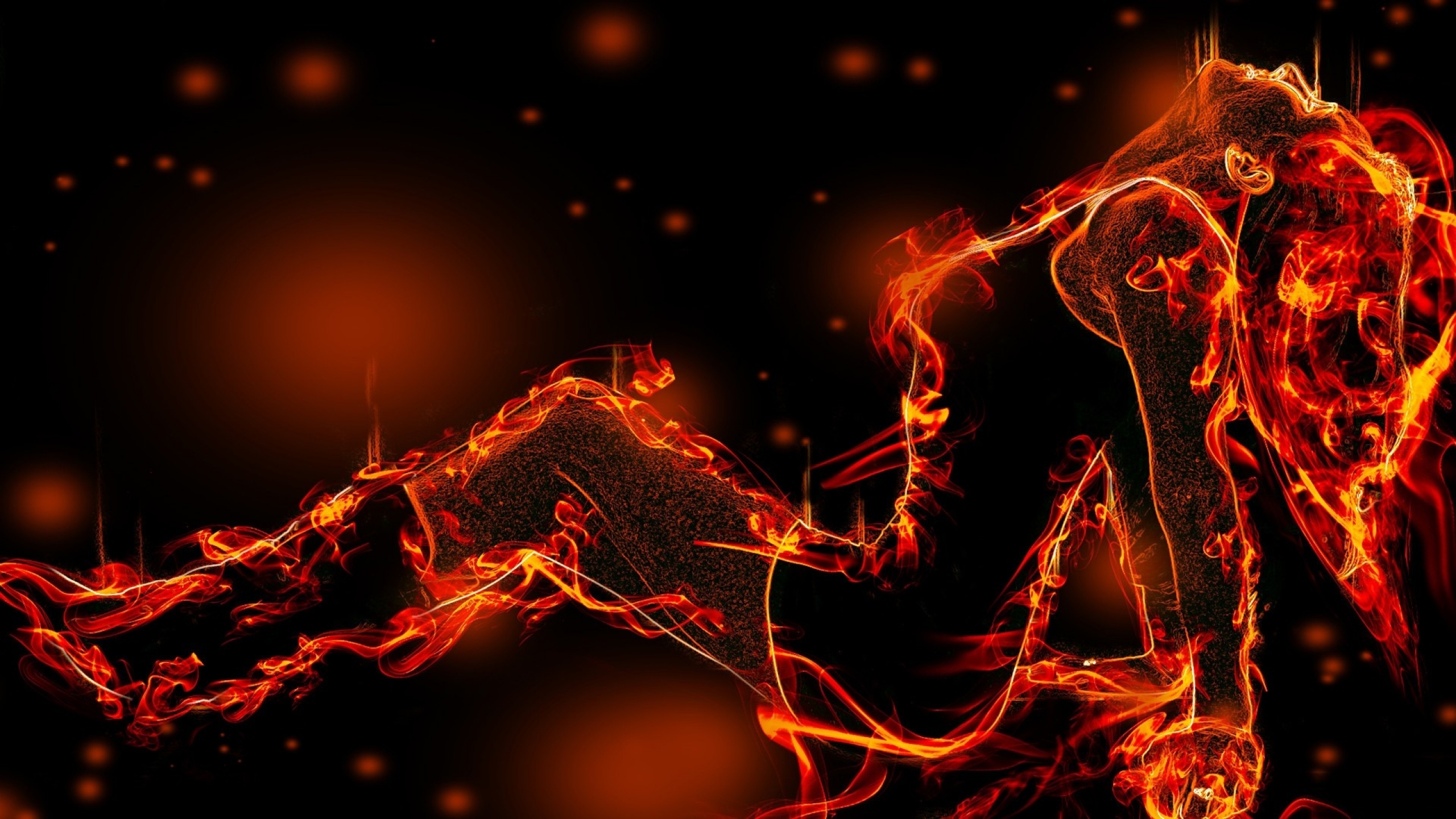 Red Fire Rings Fantasy Art On Black Clothes Wallpaper