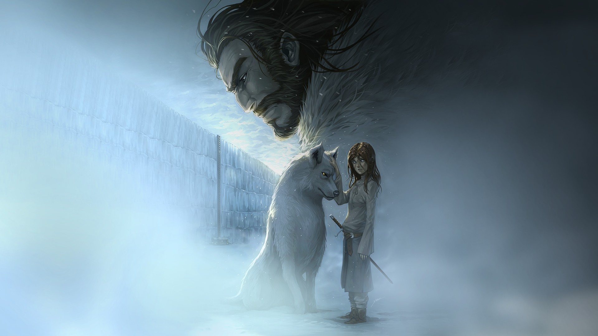 Ice And Fire The Wall Stark Direworf Wolf Drawing Wallpaper Background