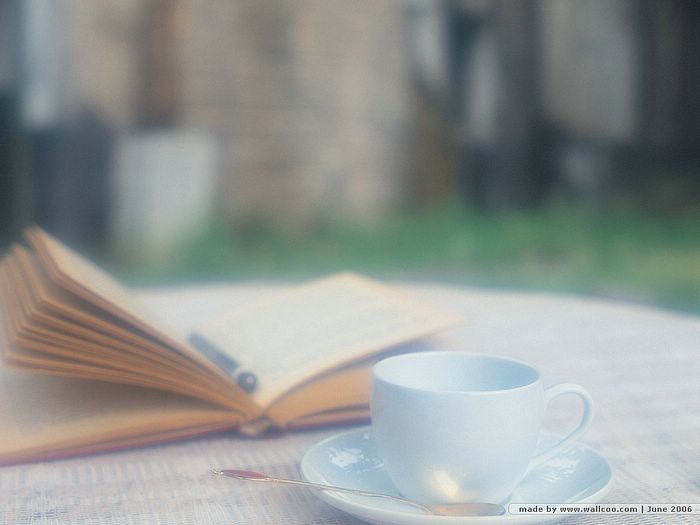  Afternoon Tea Time with Book Soft Focus grass romantic book