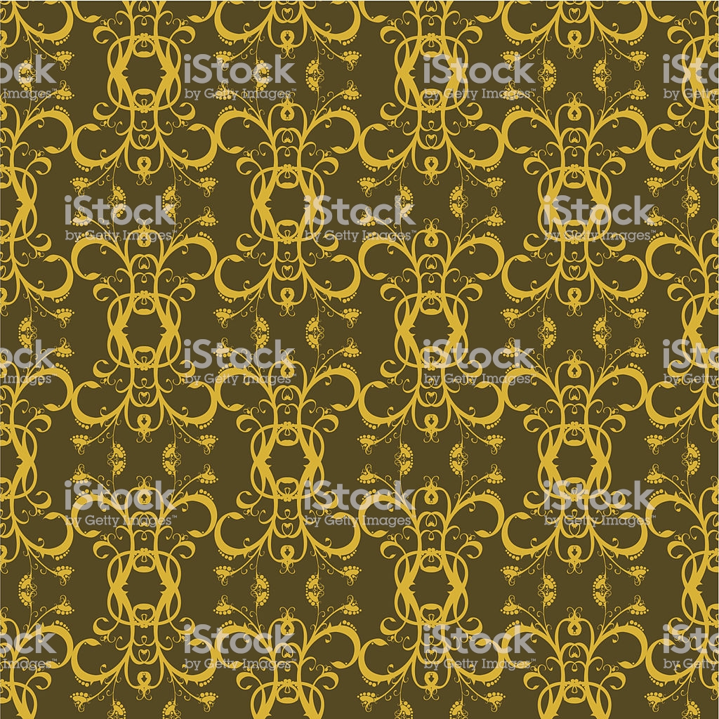 Gold Flower Ornament On Brown Background Stock Illustration