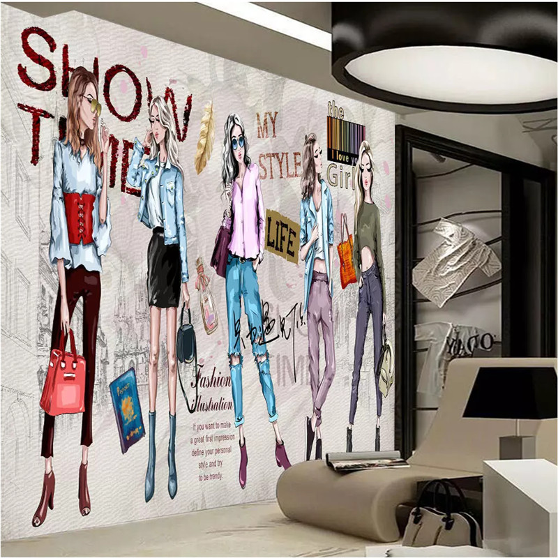 Custom Fashion Girls Clothing Store Industrial Decor Background