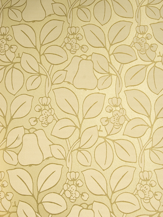 Pears Wallpaper Bronze metallic wallpaper with densely printed pear