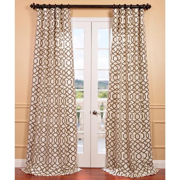 Filigree Pearl Flocked Faux Silk Curtain Panel Overstock
