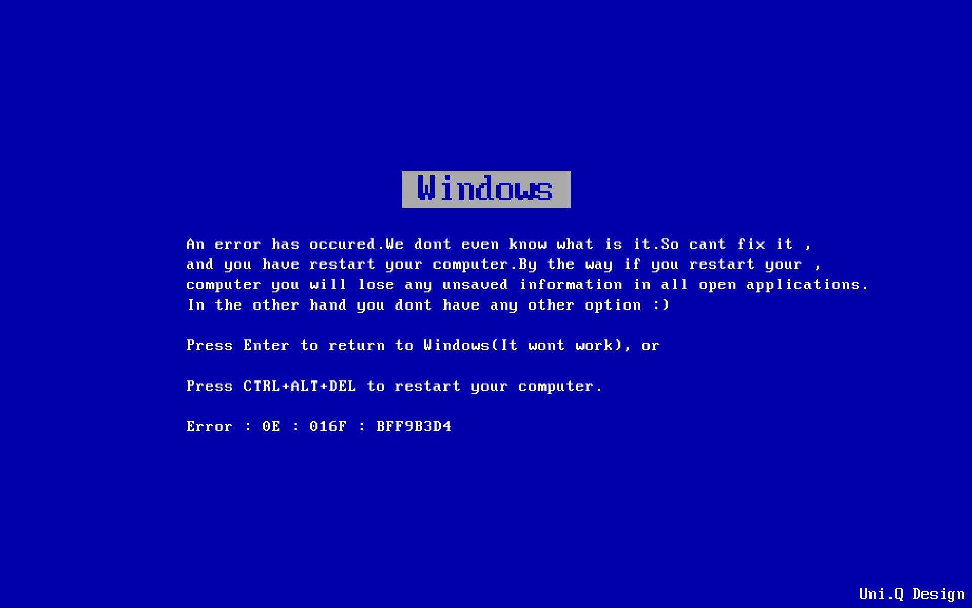 Error Microsoft Windows Blue Screen Of Death Wallpaper