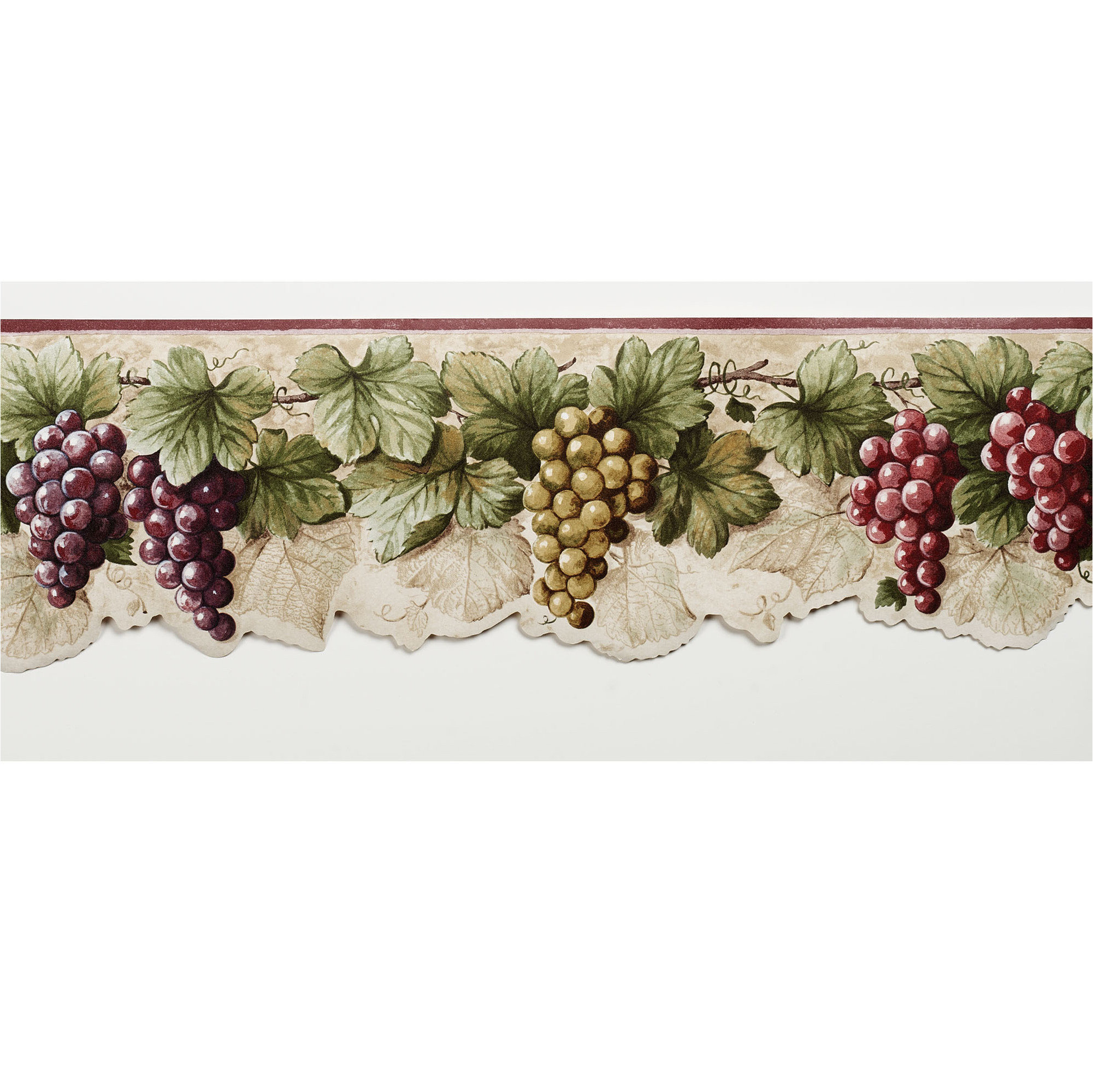 Roses and Grapes in Baskets Die-Cut Wallpaper Border  WD76825DC