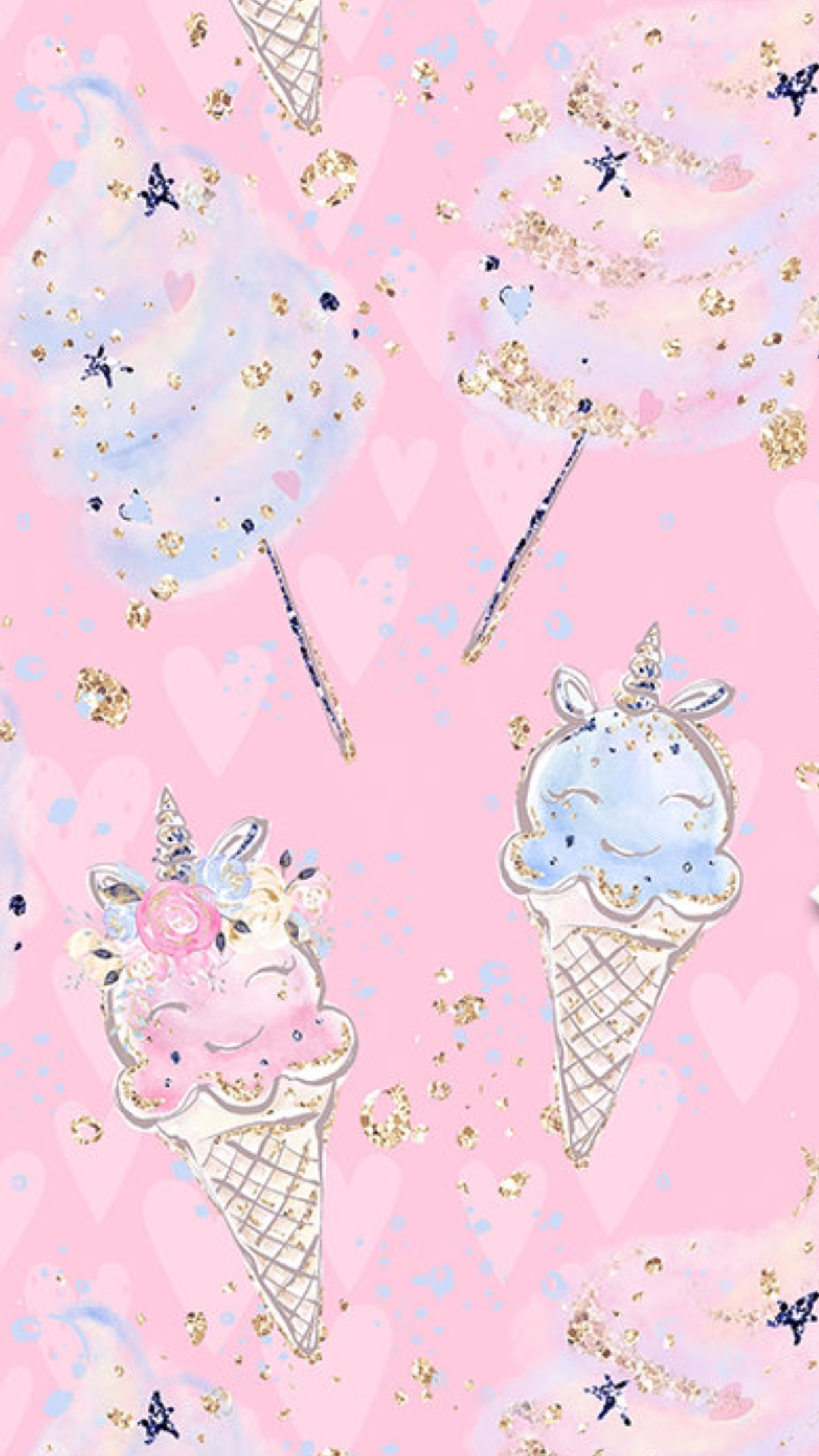 Ice cream and cotton candy Cute wallpapers Unicorn wallpaper