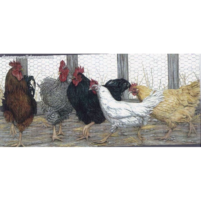 Rooster And Hen Wall Border For