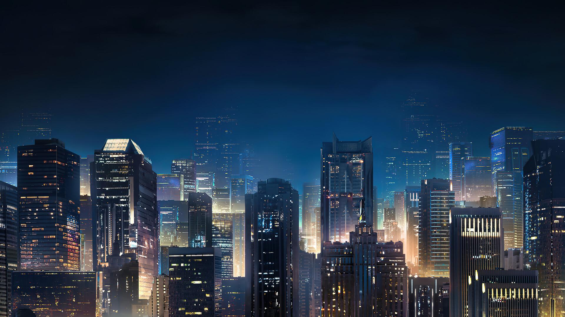 Night City Cityscape Building Scenery 4k Wallpaper iPhone HD Phone