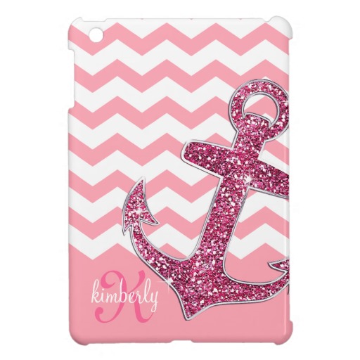 Chevron Anchor Cover Photo Girly Pink Faux Glitter