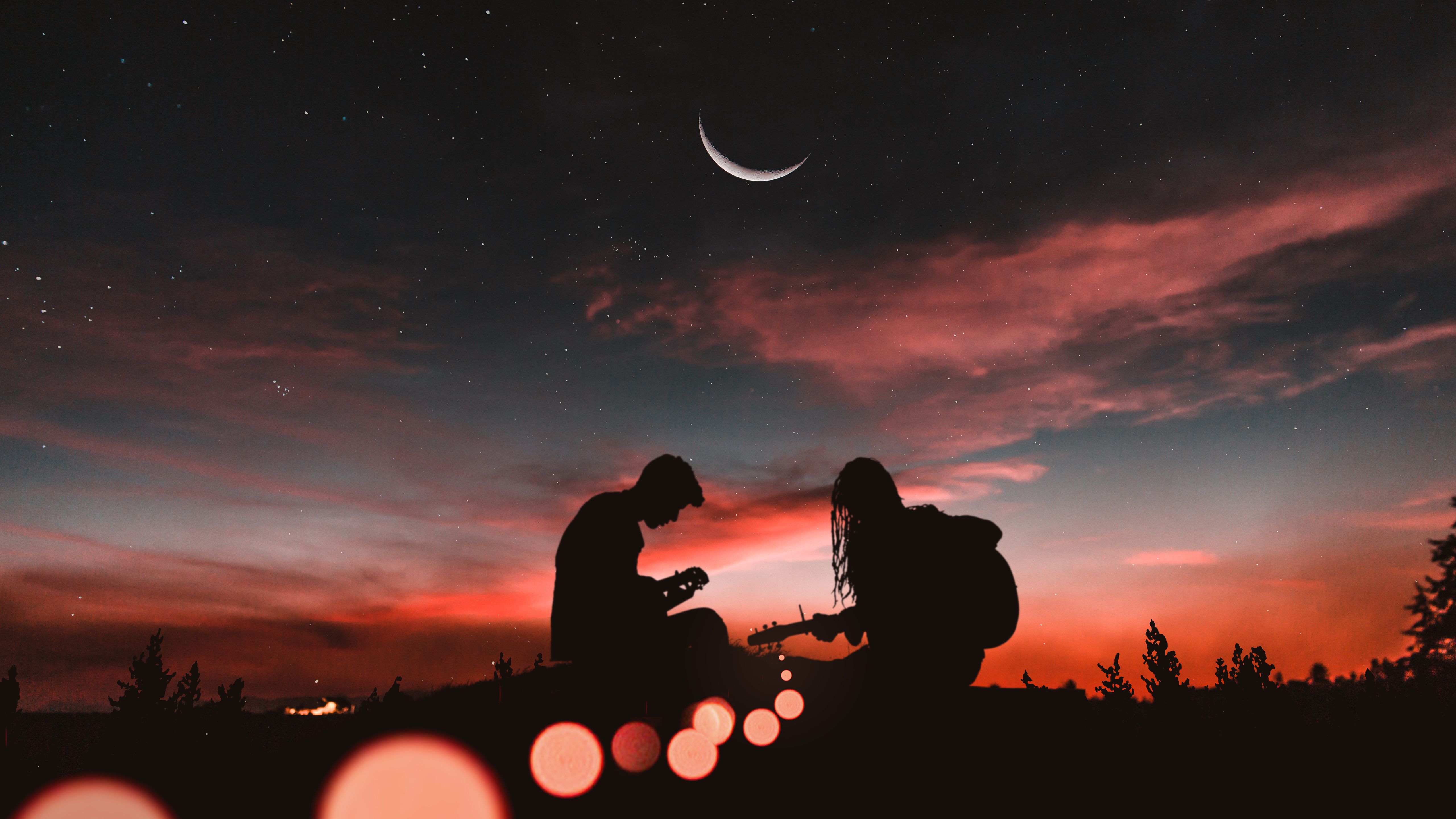 Cute Couple In Sunset Wallpaper On
