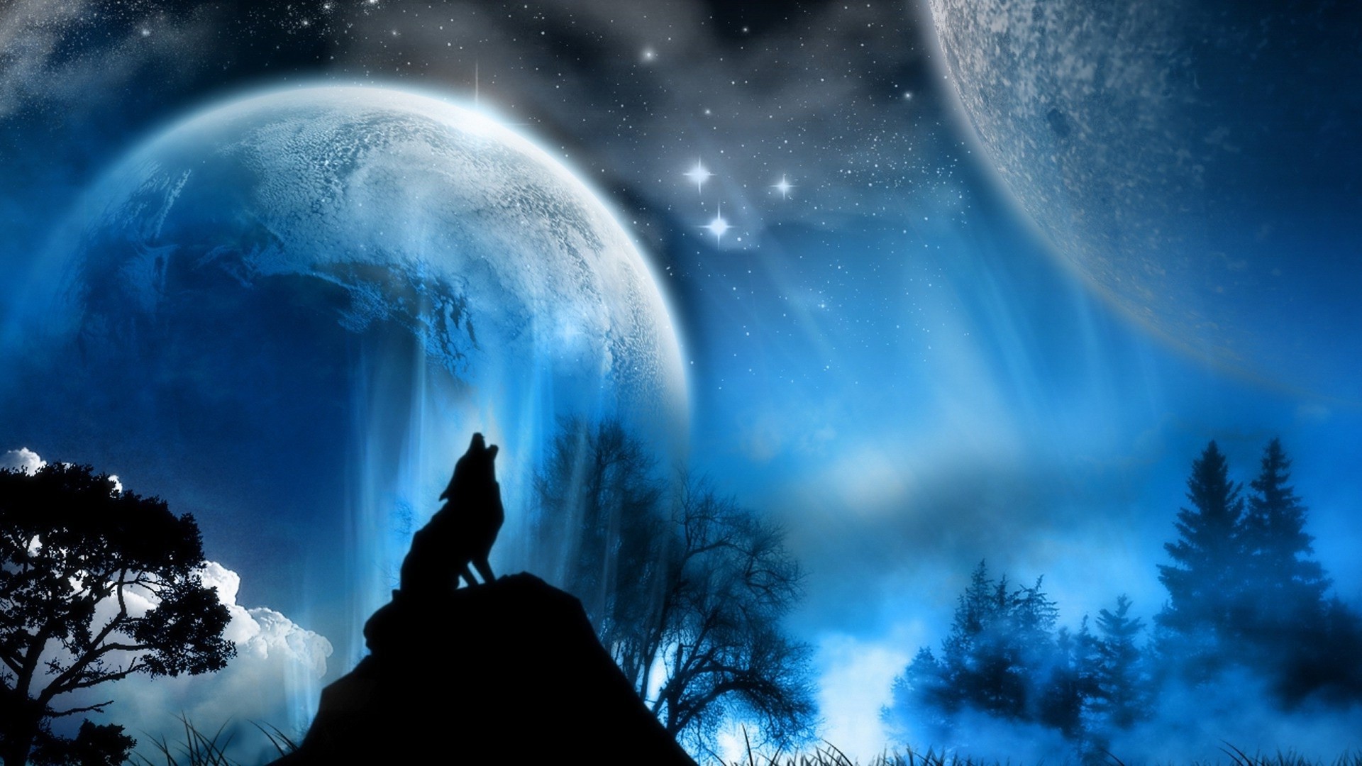 Wolf Howling At The Moon Wallpaper Image
