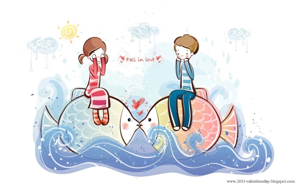 Fall In Love Couple Cartoon HD Wallpaper Search More