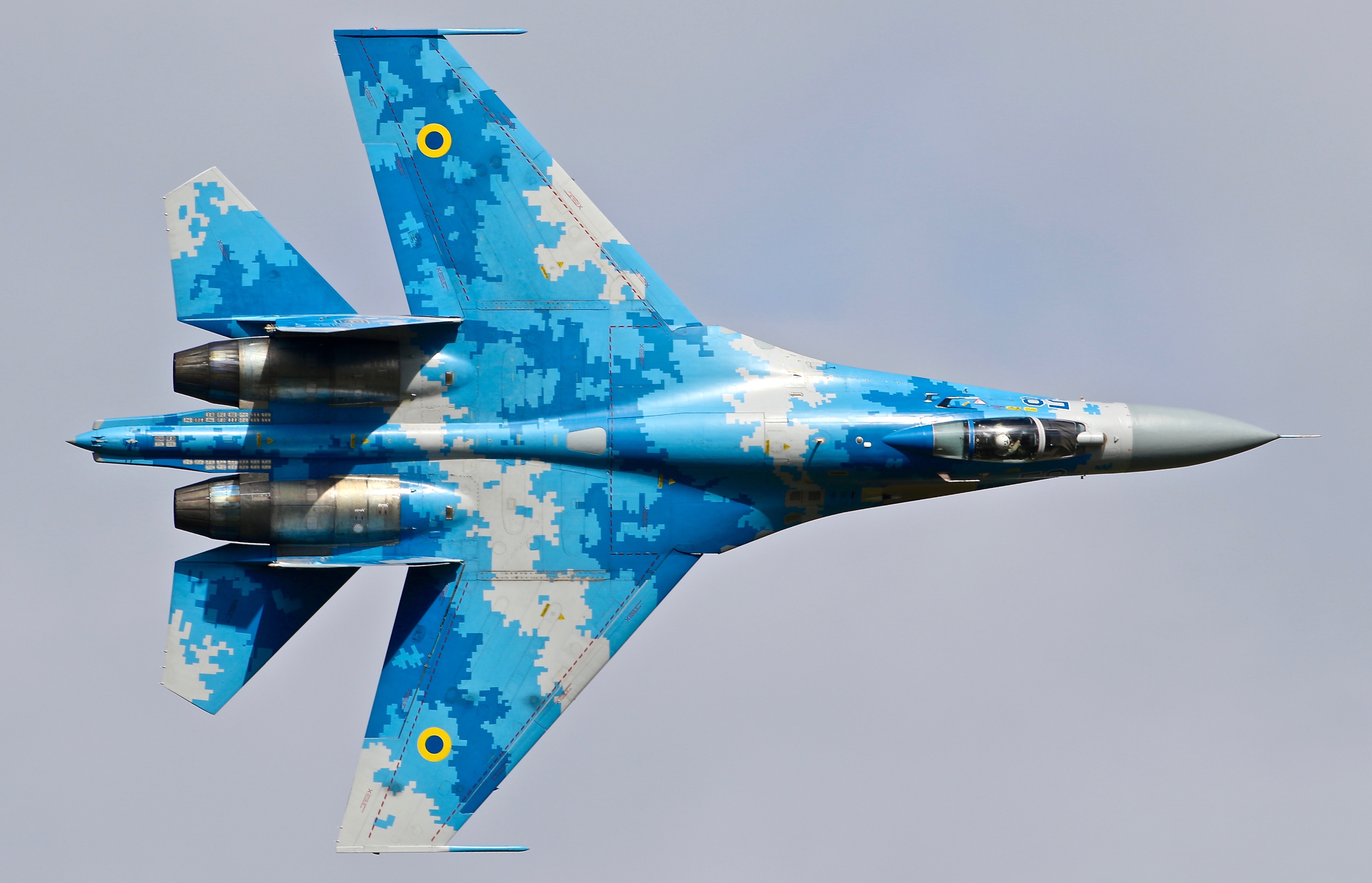 Blue Camouflage Sukhoi Su Soviet Origin Twin Engine