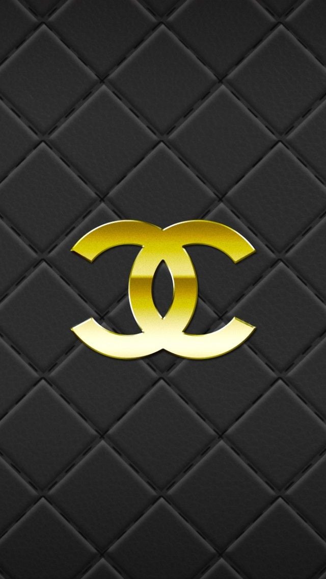 Chanel gold and black quilted iphone phone wallpaper background 640x1136