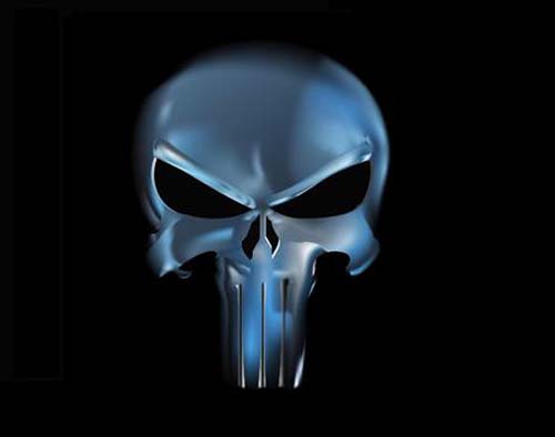 Punisher Skull Metal To Dark Blue Wallpaper