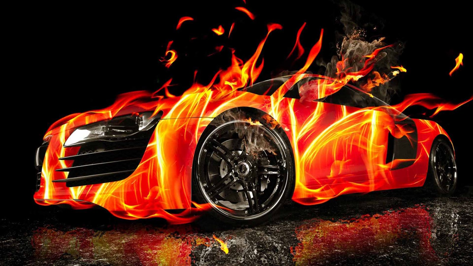 Cool Car Fire Art Wallpaper Screen