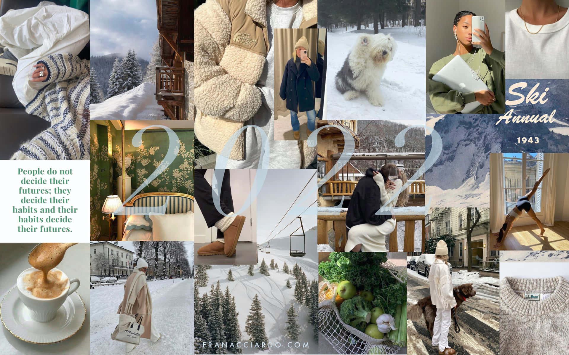 A Collage Of Photos People In Winter Clothes Wallpaper