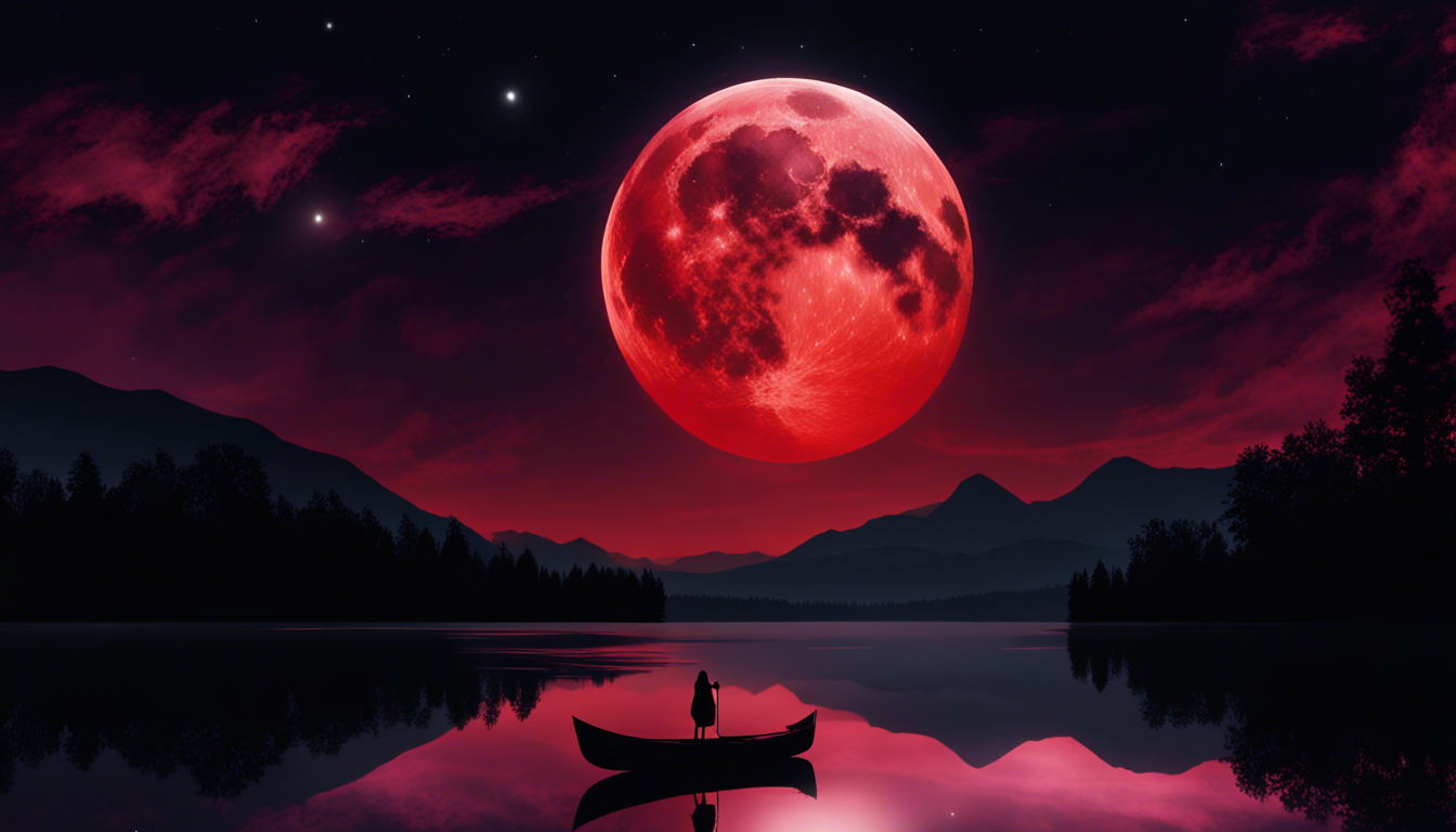 Red Moon Night Sky Wallpaper