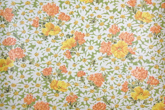 S Retro Wallpaper Vintage Orange And Yellow Daisy Floral