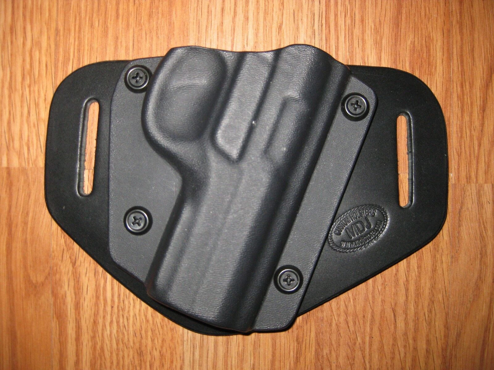 Azula OWB Leather Holster For Ruger SR40c - 2 Slot Pancake Belt Holster Right Hand Black