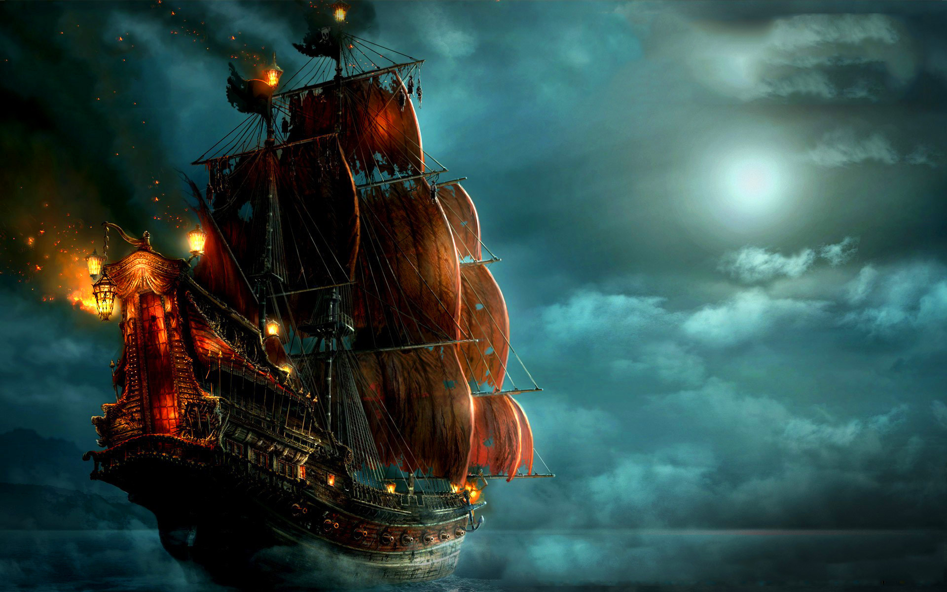 pirate ship sailing Wallpaper Background 29073