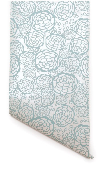 Petal Pusher Wallpaper White Blue Contemporary By