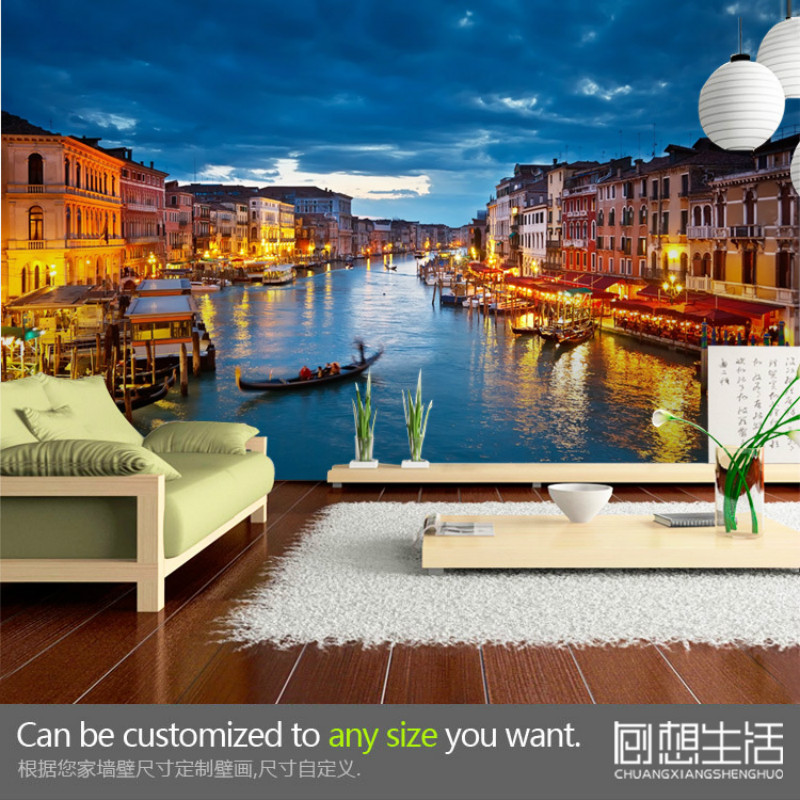 Venice Water City Night Scene 3d Wallpaper Customization Large