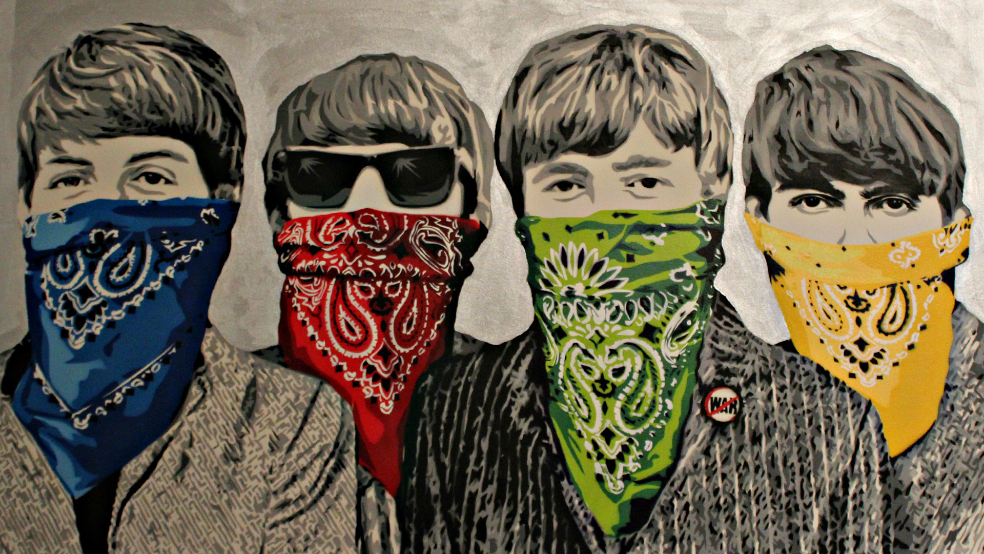 Banksy The Beatles Bandanna Graffiti Band Group Wallpaper Background