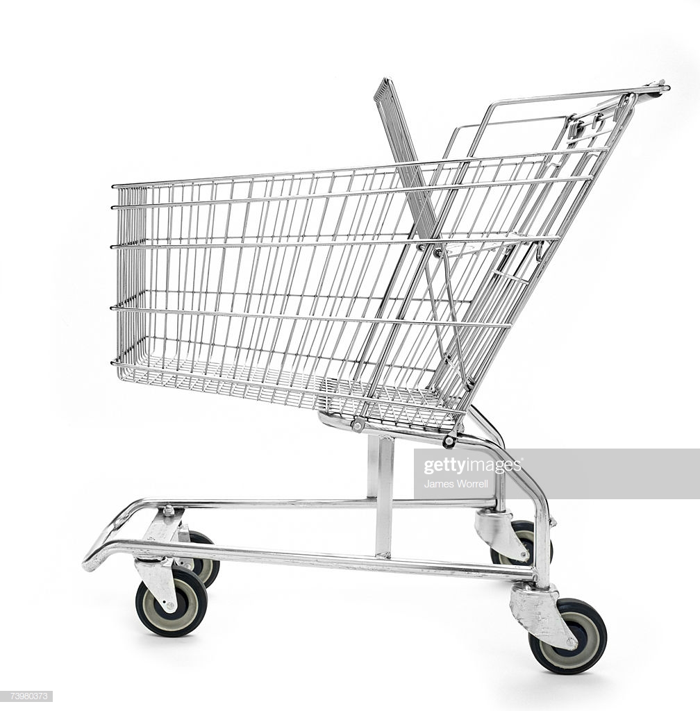 Super Market Trolley White Background Side High Res Stock