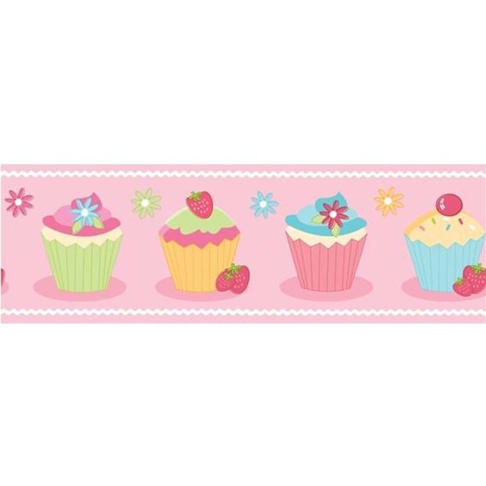Fun4walls Cute Cupcake Childrens Kids Wallpaper Border Bo05466